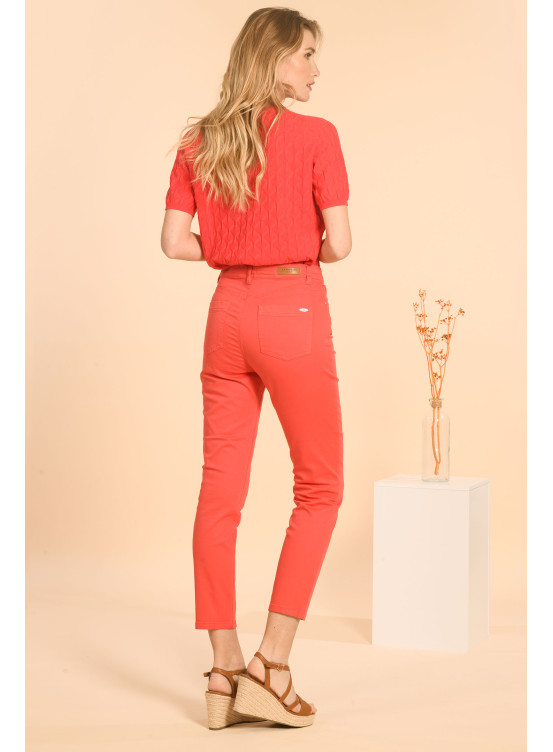 IRMIS - PANTALON SLIM 7/8 - CORAIL - Un Jour Ailleurs