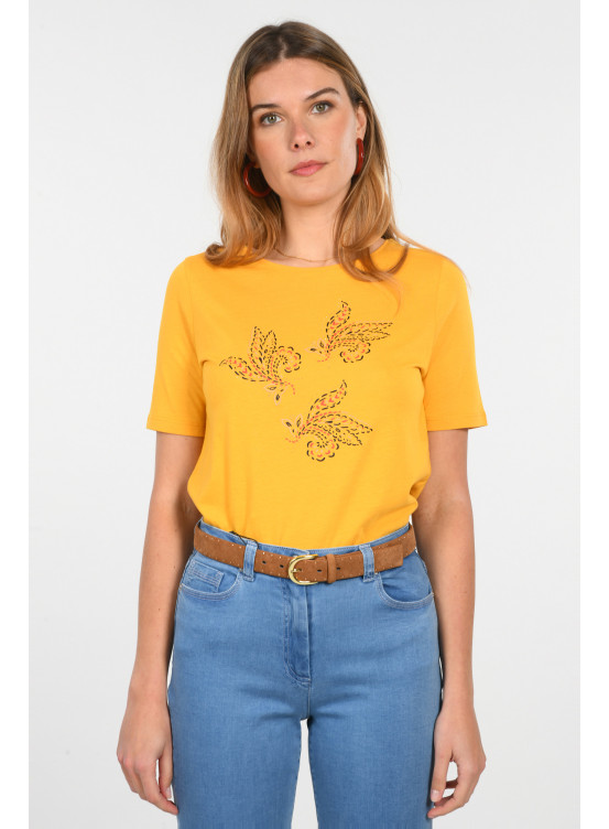 IGINO - T-SHIRT - PRINT VOLUTES - OCRE - Un Jour Ailleurs