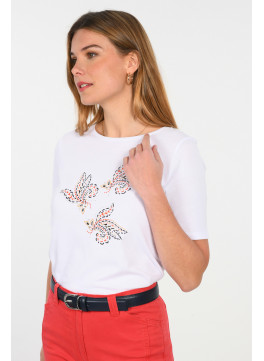 IGINO - T-SHIRT - PRINT VOLUTES - BLANC - Un Jour Ailleurs