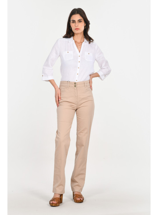 MIA - PANTALON LONG DROIT - BEIGE - Un Jour Ailleurs