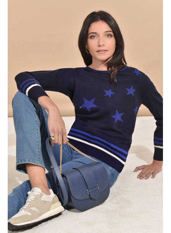 GESTAR - PULL INTARSIA - MARINE - Un Jour Ailleurs