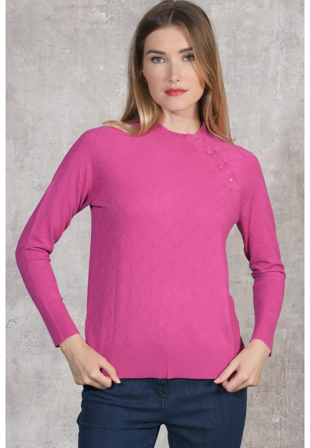 GOELAND - PULL COL CHEMINEE ML - PINK - Un Jour Ailleurs