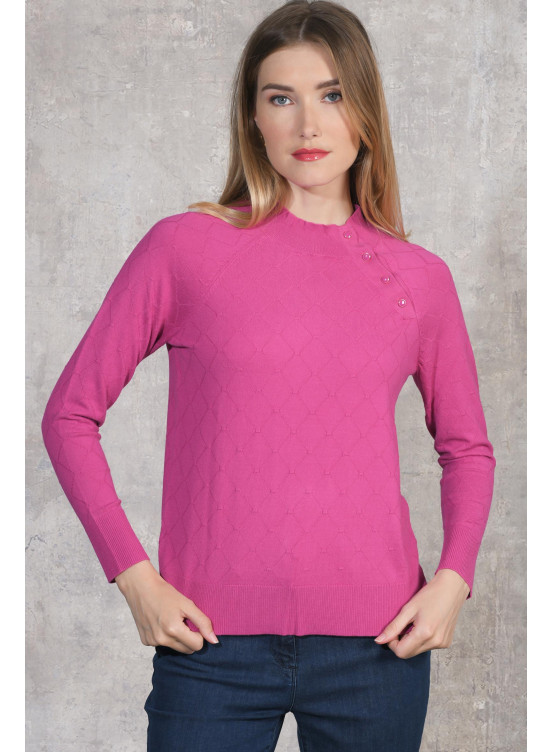 GOELAND - PULL COL CHEMINEE ML - PINK - Un Jour Ailleurs