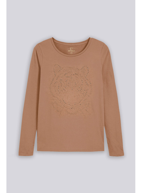 GRAXANA - TEE-SHIRT ML - CAMEL - Un Jour Ailleurs