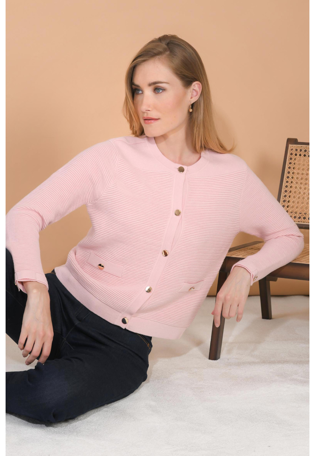 LIANI - CARDIGAN ML - ROSE - Un Jour Ailleurs