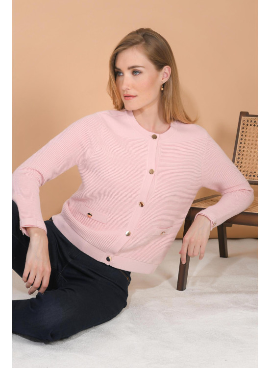 LIANI - CARDIGAN ML - ROSE - Un Jour Ailleurs