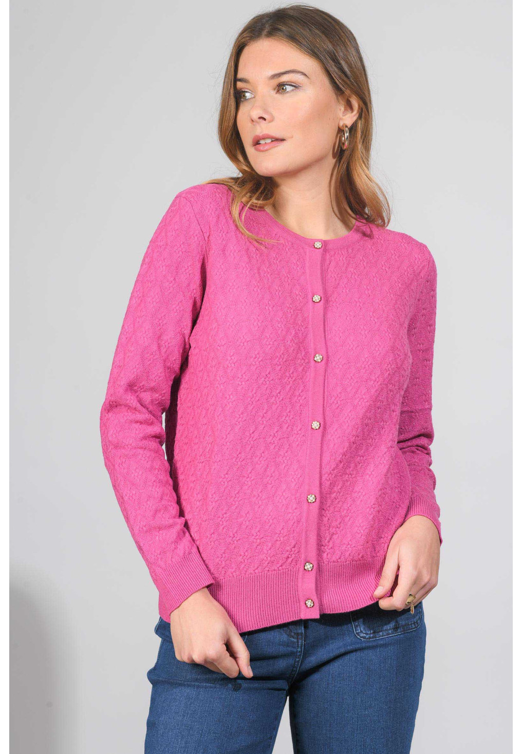 GLAMOUR - CARDIGAN ML - PINK - Un Jour Ailleurs