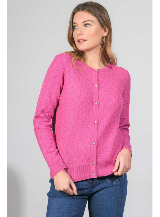 GLAMOUR - CARDIGAN ML - PINK - Un Jour Ailleurs