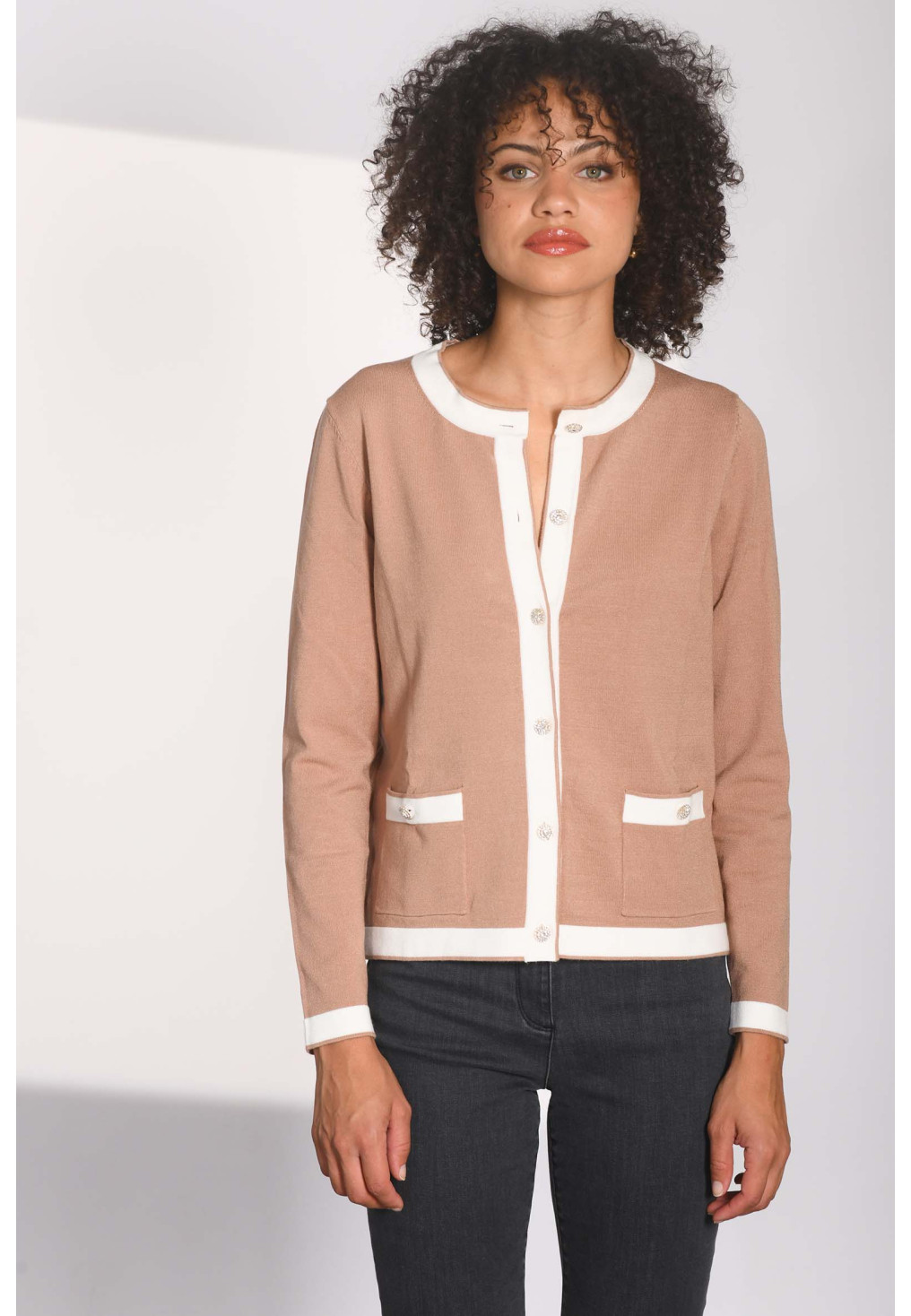 LENZA - CARDIGAN ML - CAMEL/ECRU - Un Jour Ailleurs