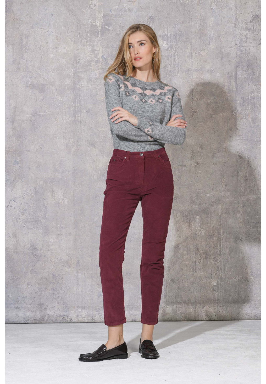 Outlet Pantalons Jeans LENNY PANT 7 8 SLIM BORDEAUX Anto