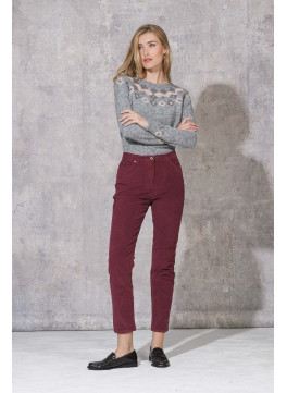 LENNY - PANT 7/8 SLIM - BORDEAUX - Un Jour Ailleurs