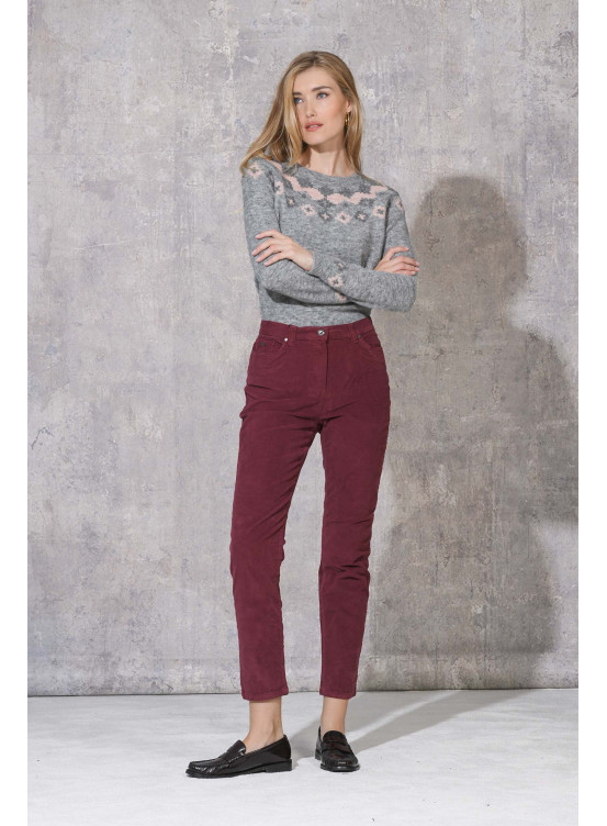 LENNY - PANT 7/8 SLIM - BORDEAUX - Un Jour Ailleurs