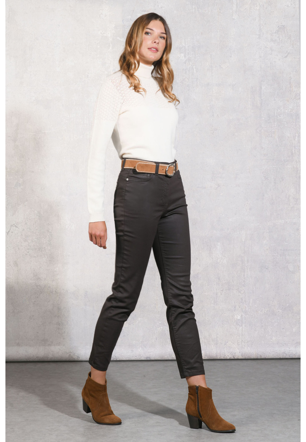 LUTECE - PANTALON 7/8 SLIM - CHOCO - Un Jour Ailleurs