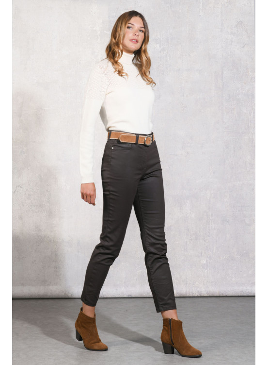 LUTECE - PANTALON 7/8 SLIM - CHOCO - Un Jour Ailleurs