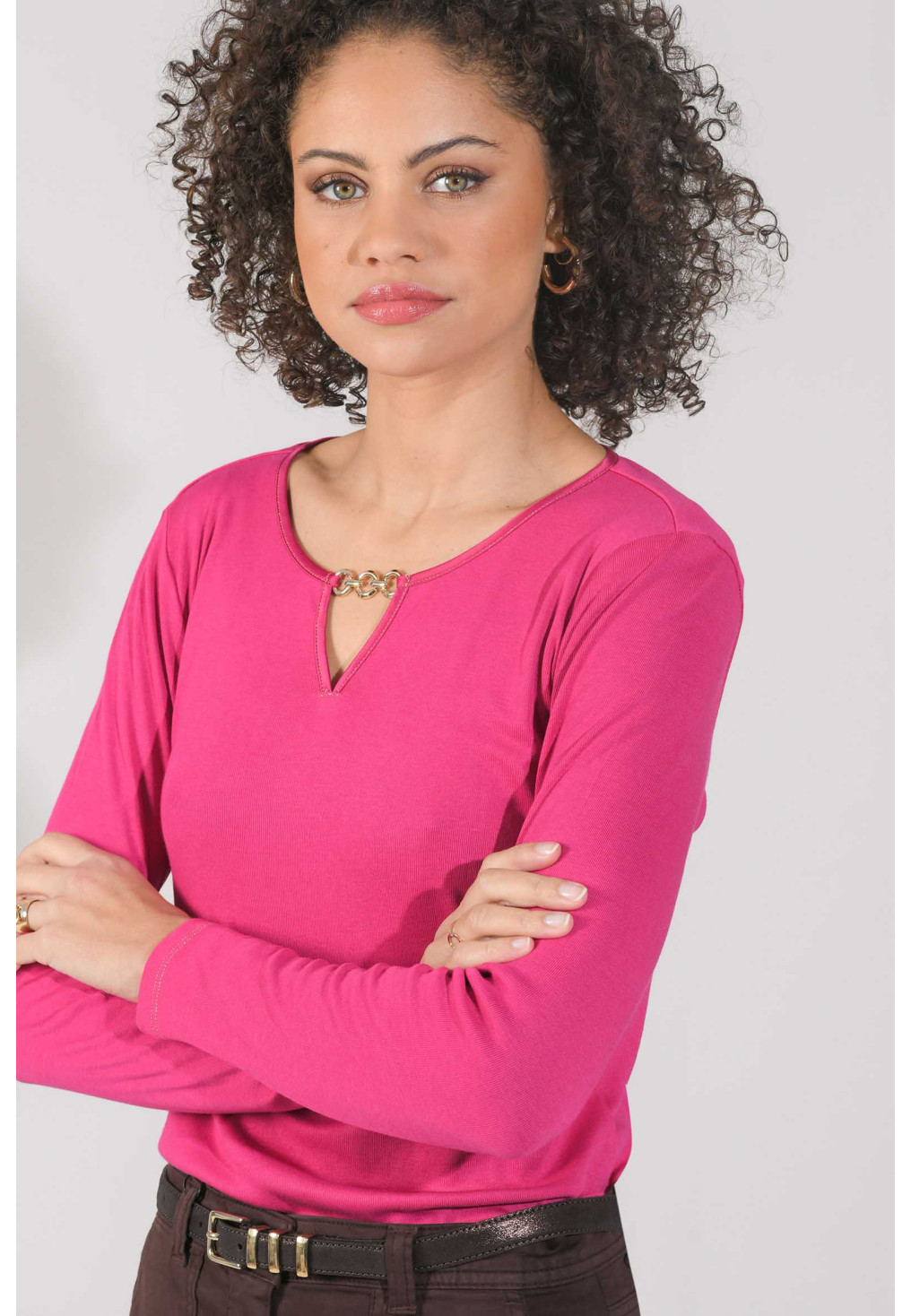 LAIBA - TEE SHIRT ML - FUSCHIA - Un Jour Ailleurs