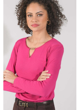 LAIBA - TEE SHIRT ML - FUSCHIA - Un Jour Ailleurs