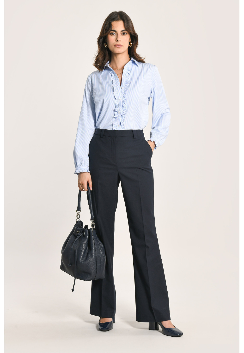 NOIX - PANTALON TAILORING LARGE/LONG - NAVY - Un Jour Ailleurs