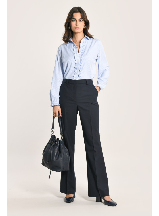 NOIX - PANTALON TAILORING LARGE/LONG - NAVY - Un Jour Ailleurs