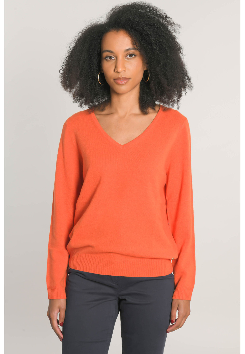 NASH - PULL COL V ML - ORANGE - Un Jour Ailleurs