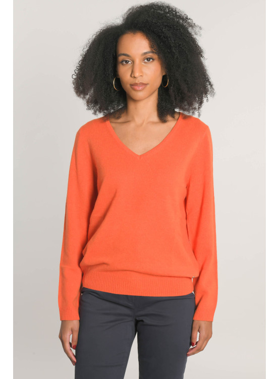 NASH - PULL COL V ML - ORANGE - Un Jour Ailleurs