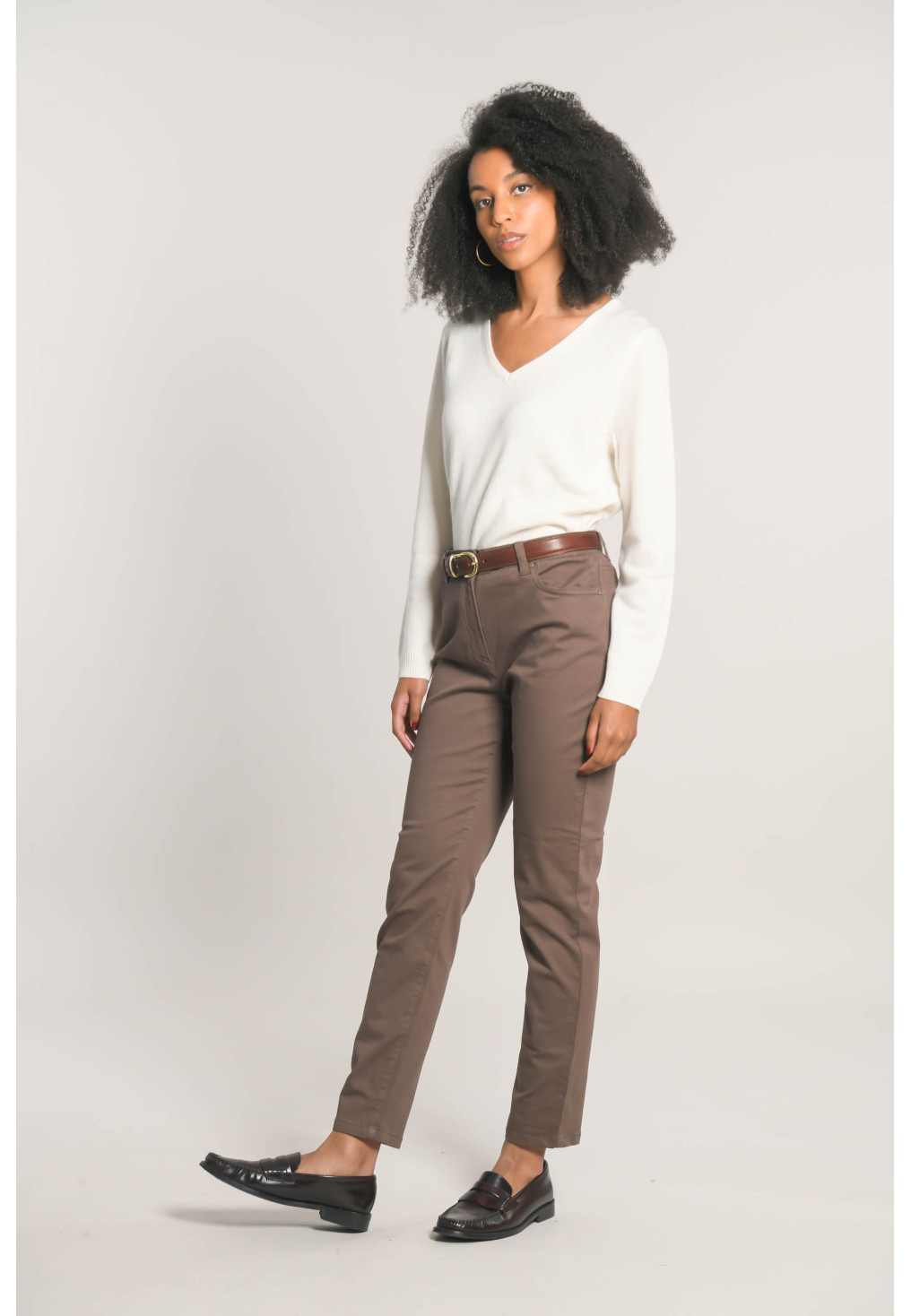 NUTHER - PANTALON 7/8 SLIM - TAUPE - Un Jour Ailleurs