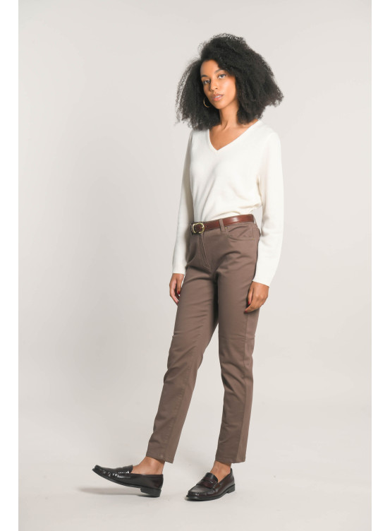 NUTHER - PANTALON 7/8 SLIM - TAUPE - Un Jour Ailleurs